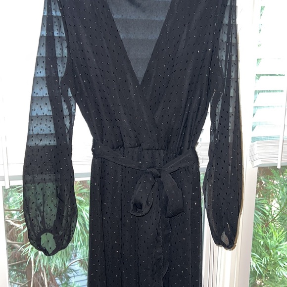 Flow length black formal dress with black sequin details. Size Medium. - Picture 1 of 4